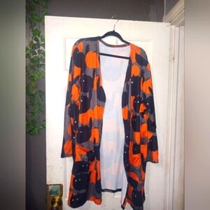 Chic Pumpkin Print Cardigan